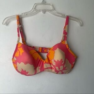 Victoria's Secret Vintage Y2K Underwire Pink Floral Bikini Top 36D